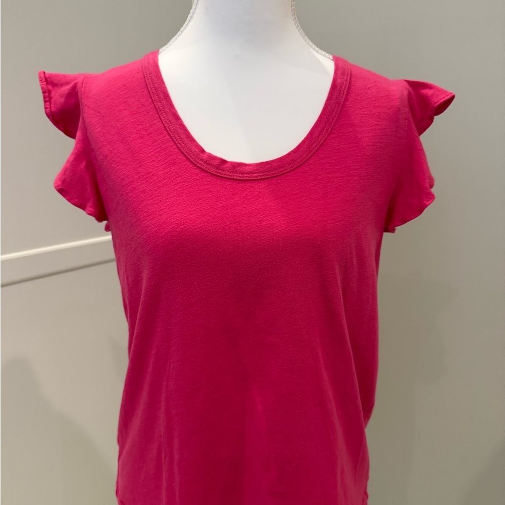 LOFT Fuchsia Ruffle Sleeve Tee